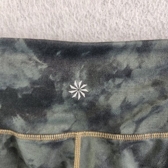 Athleta Leggings Womens Small Green Tie Dye Capri Mid Rise Yoga Practice - Picture 6 of 13